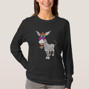 Donkey Wearing Sunglasses And Crown England UK Fla T-Shirt