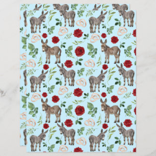Donkey Wedding Scrapbook Paper in Blue
