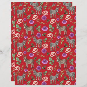 Donkey Wedding Scrapbook Paper in Red