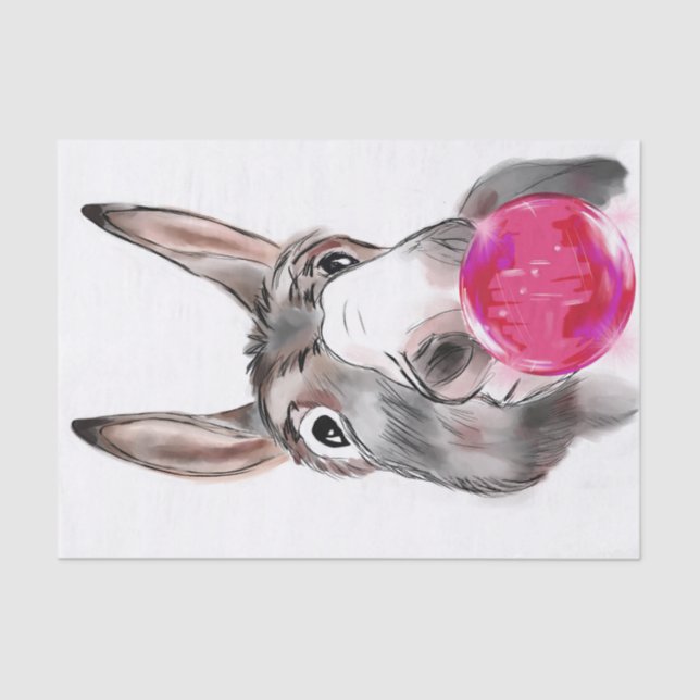 Donkey with Chewing Gum Cartoon Tissue Paper (Front)