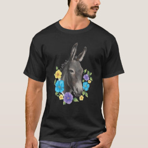 Donkey With Flower Floral Farm Mule Jack Burro Hor T-Shirt