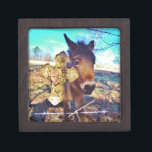 Donkey with Rose Cross Jewelry Box<br><div class="desc">Donkey with Rose Cross Photo by Sandy Closs Customize with your own name or text to create a one of a kind gift. christian cross donkey,  "gifts for horse lovers ""i love horses""horse gift""brown horse""horse, horses, "horse gifts""farm animals ,  pony ,  ponies""horse lover""horse lovers"</div>