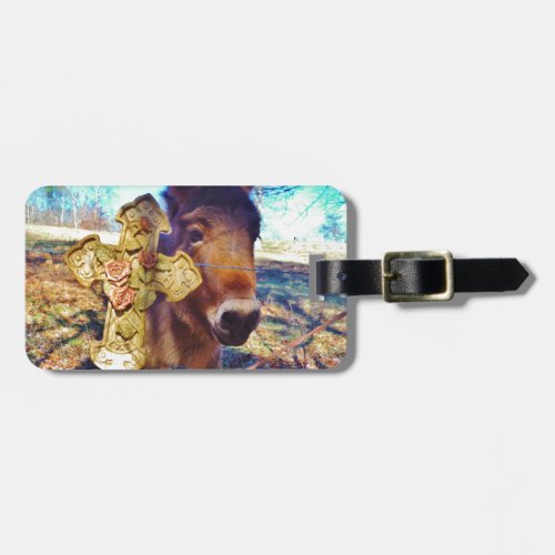 Donkey with Rose Cross Luggage Tag