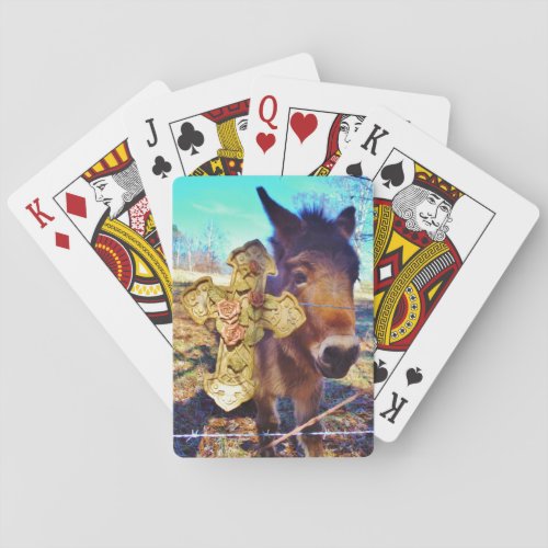 Donkey with Rose Cross Poker Cards