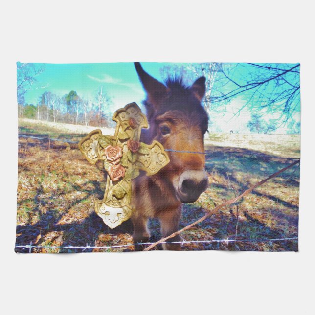 Donkey with Rose Cross Towel (Horizontal)