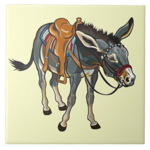 donkey with saddle tile