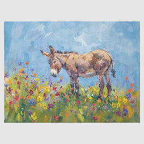 Donkey with Wildflowers Impressionist Decoupage Tissue Paper