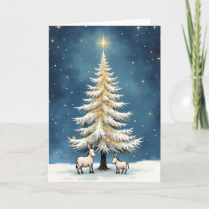 Donkeys and Christmas Tree Holiday Card
