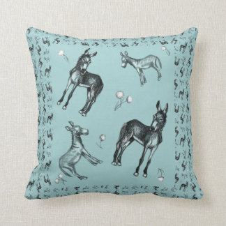 Donkeys and Dandelions Throw Pillow