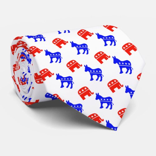 Donkeys and Elephants Bipartisan Neck Tie
