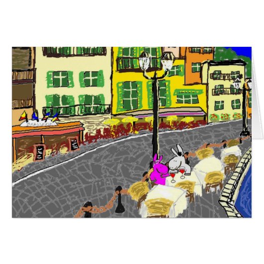 donkeys at cafe cards (Front Horizontal)