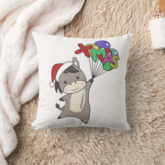 Donkeys Christmas Donkeys Winter Animals Throw Pillow (Blanket)
