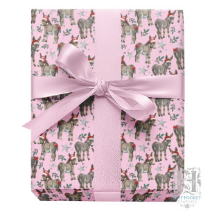 Donkeys Christmas Gift Wrapping Paper - Pink