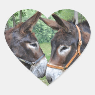 Donkeys in love heart sticker