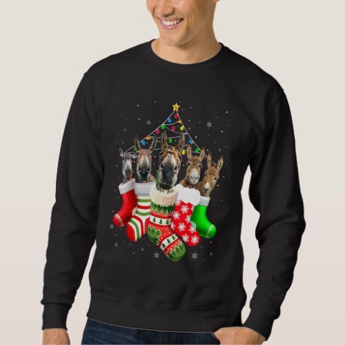 Donkeys In Socks Christmas Lights Pajama For Donke Sweatshirt