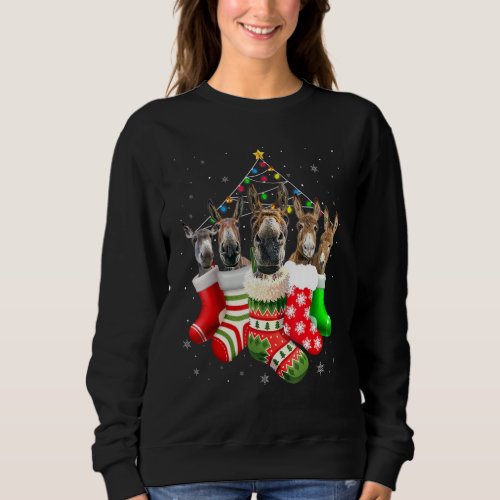 Donkeys In Socks Christmas Lights Pajama For Donke Sweatshirt