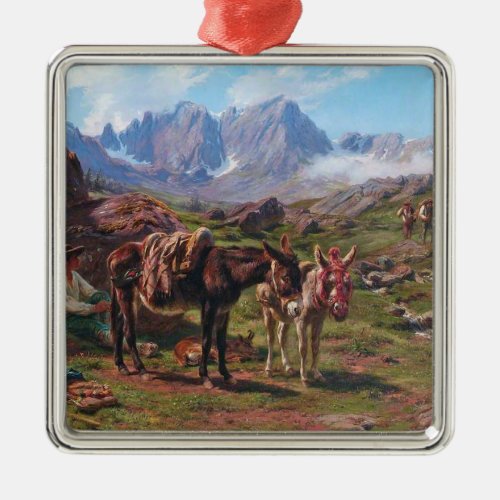Donkeys in the Pyrenees Mountains Rosa Bonheur Metal Ornament