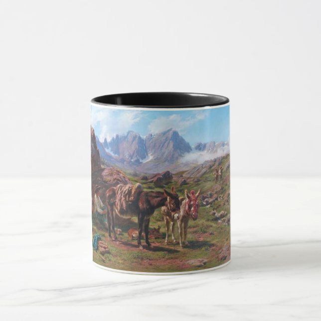 Donkeys in the Pyrenees Mountains (Rosa Bonheur) Mug (Center)
