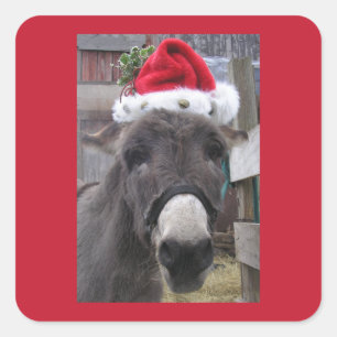 Donkeys Make Great Santas!" Square Sticker