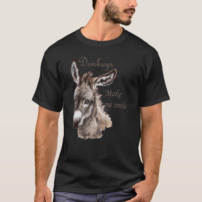 Donkeys Make Me Smile Cute Miniature Donkeytail Lo T-Shirt (Front)