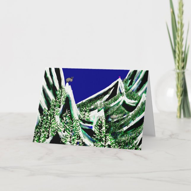 donkeys on mountain peaks holiday card (Front)