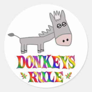 Donkeys Rule Classic Round Sticker
