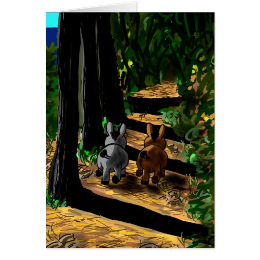 donkeys walking in shadows cards (Front)