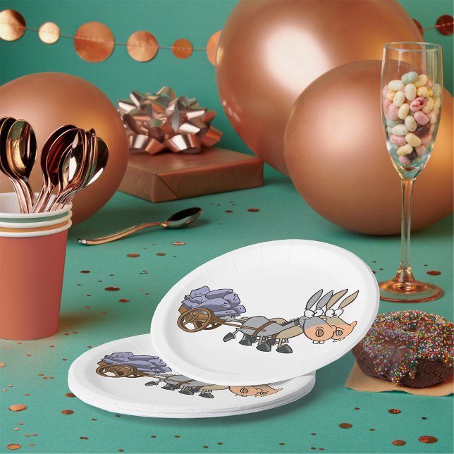 Donkies Pulling A Cart Paper Plates (Creator Uploaded)