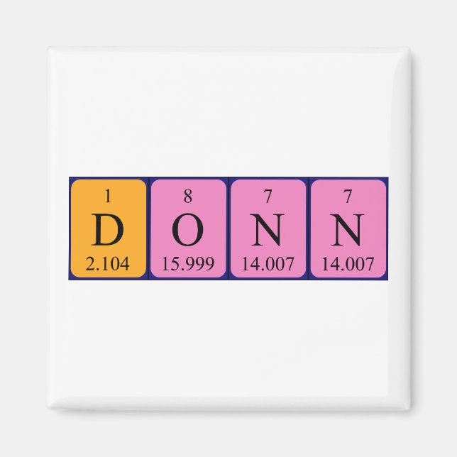Donn periodic table name magnet (Front)