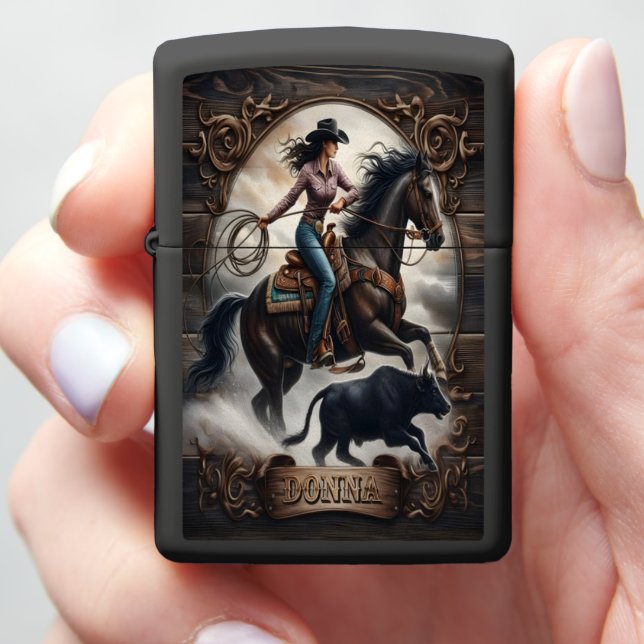 Donna Cowgirl's Rodeo Challenge Zippo Lighter (In Hand)