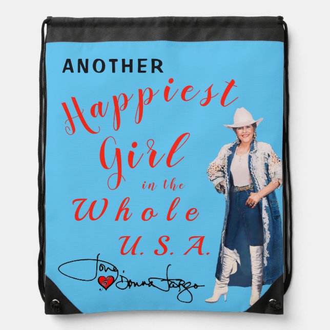 Donna Fargo "Happiest Girl" Drawstring Backpack (Front)