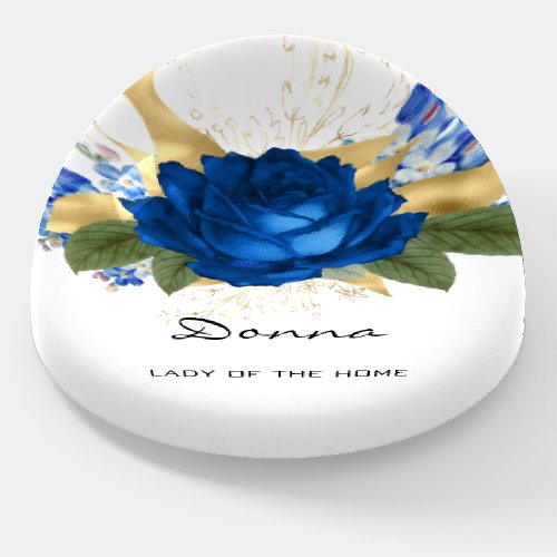 Donna NAME MEANING Blue Gold Roses Flowers  Paperweight