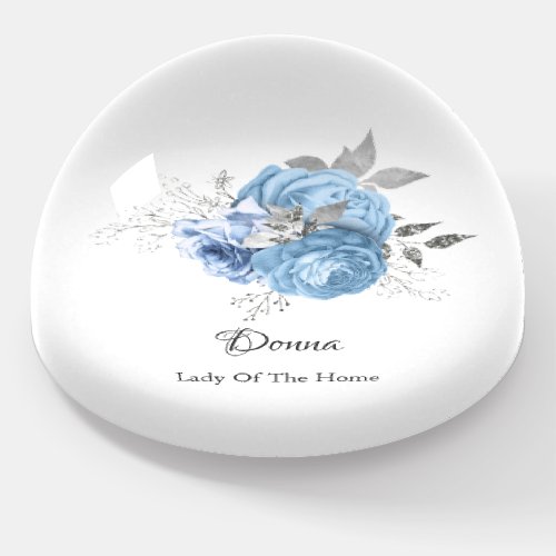 Donna NAME MEANING Blue Gray Silver  Flowers  Pape Paperweight