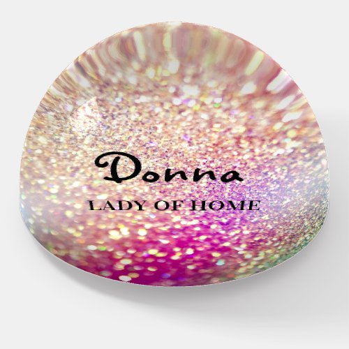 Donna NAME MEANING Gift Idea Magic Glitter Pink Paperweight