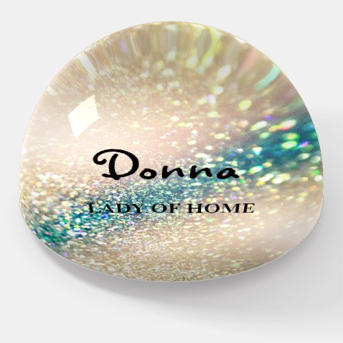 Donna NAME MEANING Gift Idea Magic Glitter Teal Paperweight