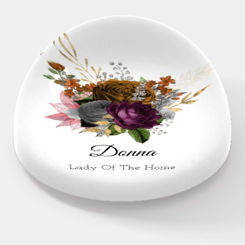 Donna NAME MEANING Green Purple Gold Flower  Paperweight
