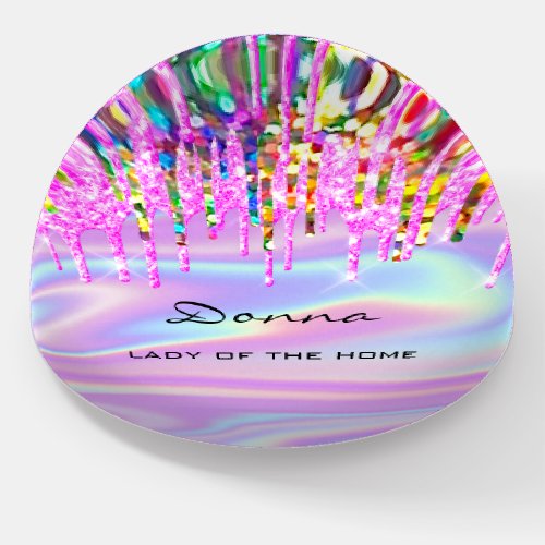 Donna NAME MEANING Holograph Drips Pink Holograph Paperweight