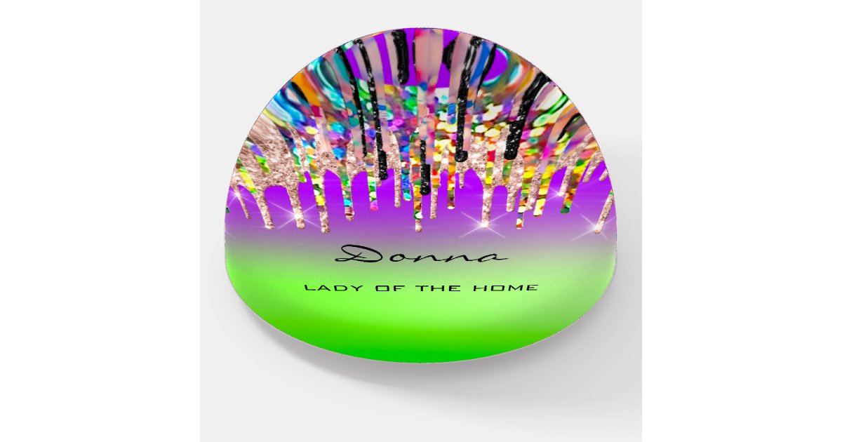 Donna NAME MEANING Holograph Drips Purple Black Paperweight Zazzle
