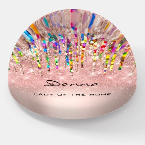 Donna NAME MEANING Holograph Drips Rose Confetti Paperweight