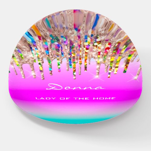 Donna NAME MEANING Holograph Drips Rose Pink  Paperweight