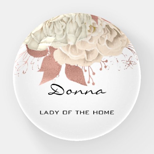 Donna NAME MEANING Ivory Roses Flowers   Paperweight