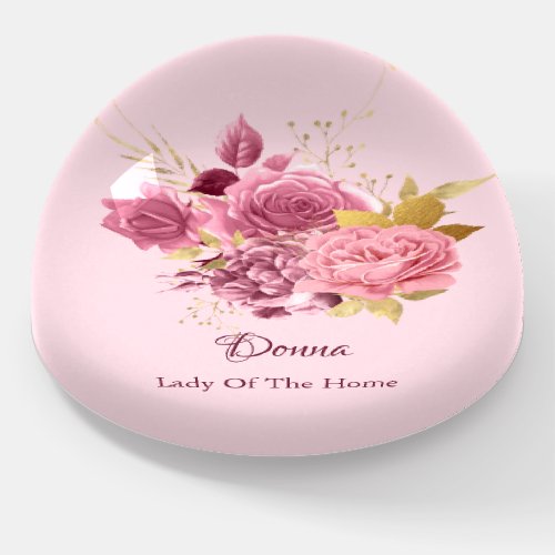 Donna NAME MEANING Pink Rose Gold Flower Powder Paperweight