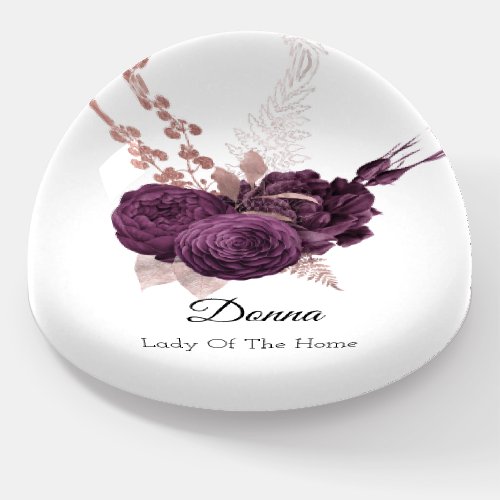 Donna NAME MEANING Purple Rose Plum Flower  Paperweight