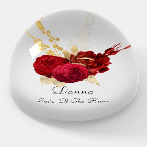 Donna NAME MEANING Red Gray Gold Flower  Paperweight
