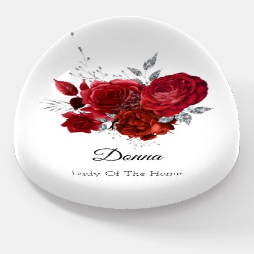 Donna NAME MEANING Red Silver Gold Flower  Paperweight