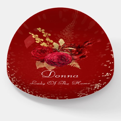 Donna NAME MEANING Red Wine Gold Confetti Flowers Paperweight