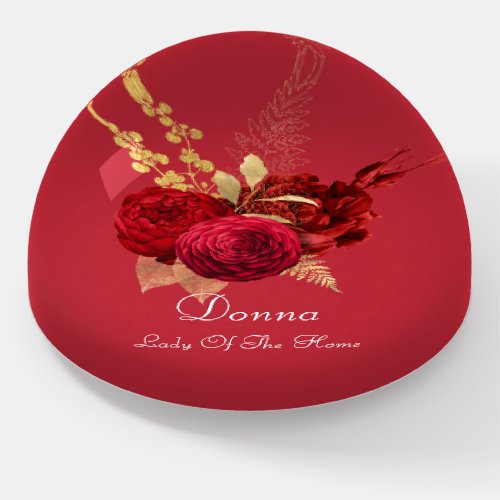 Donna NAME MEANING Red Wine Gold Flower  Paperweight