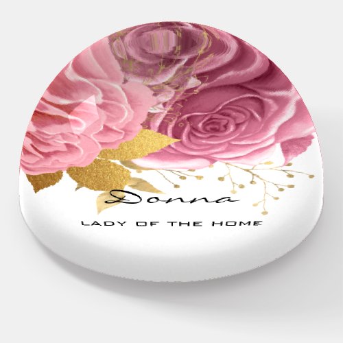 Donna NAME MEANING Rose Gold Roses Flowers Paperweight