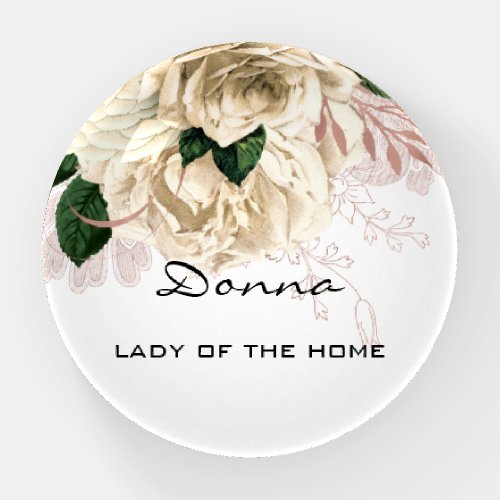 Donna NAME MEANING Rose Ivory Roses Flowers Paperweight