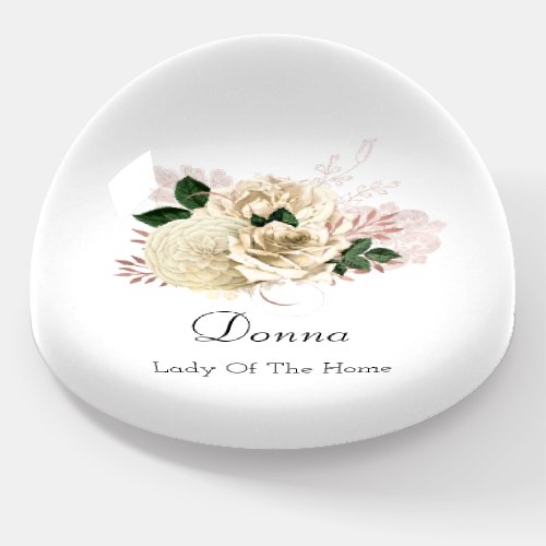 Donna NAME MEANING Rose Ivory Roses  Flowers Paperweight